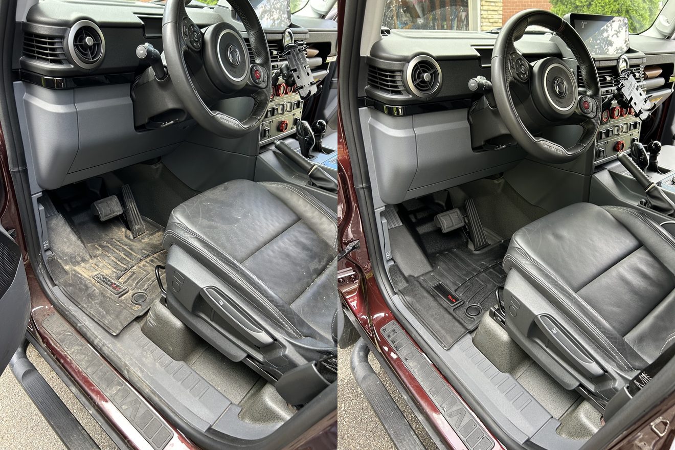INEOS Grenadier interior before and after detailing by Atom Detailing
