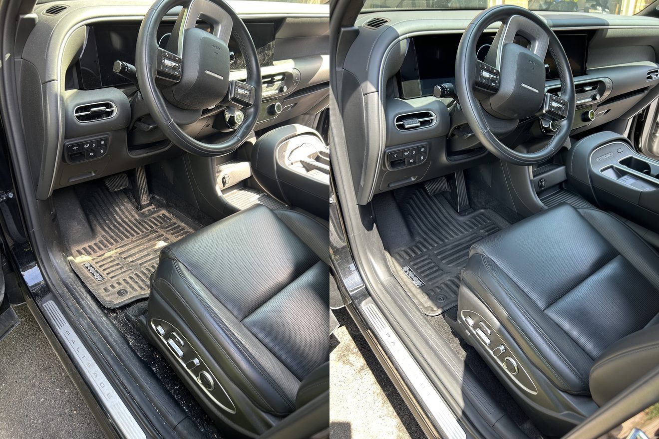 Hyundai Palisade interior before and after detailing by Atom Detailing